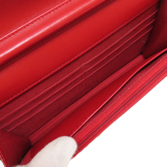 CHANEL Shoulder Bag lambskin Red Chain Wallet COCO Mark SilverMetal Women Used Authentic