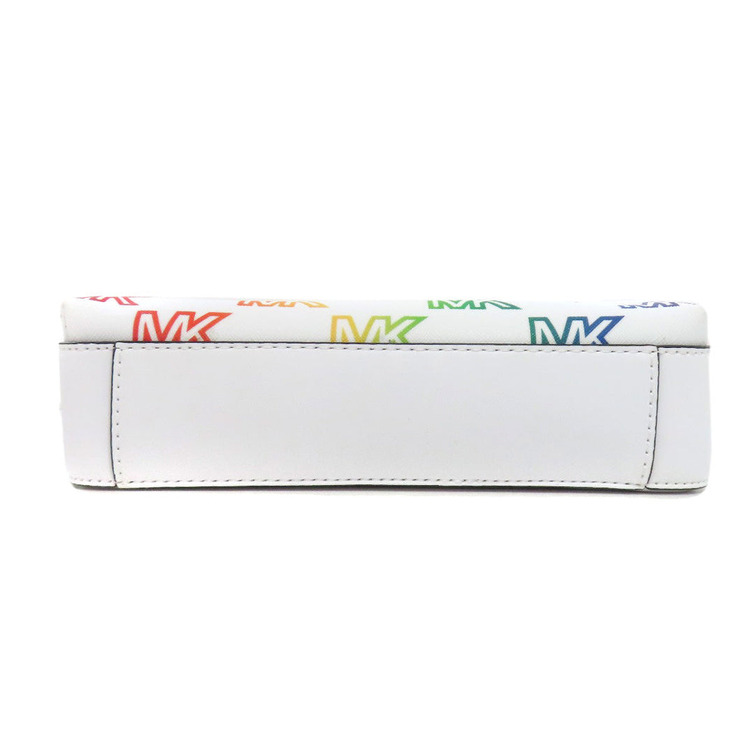 MICHAEL KORS Shoulder Bag PVC white Rainbow logo Women Used Authentic