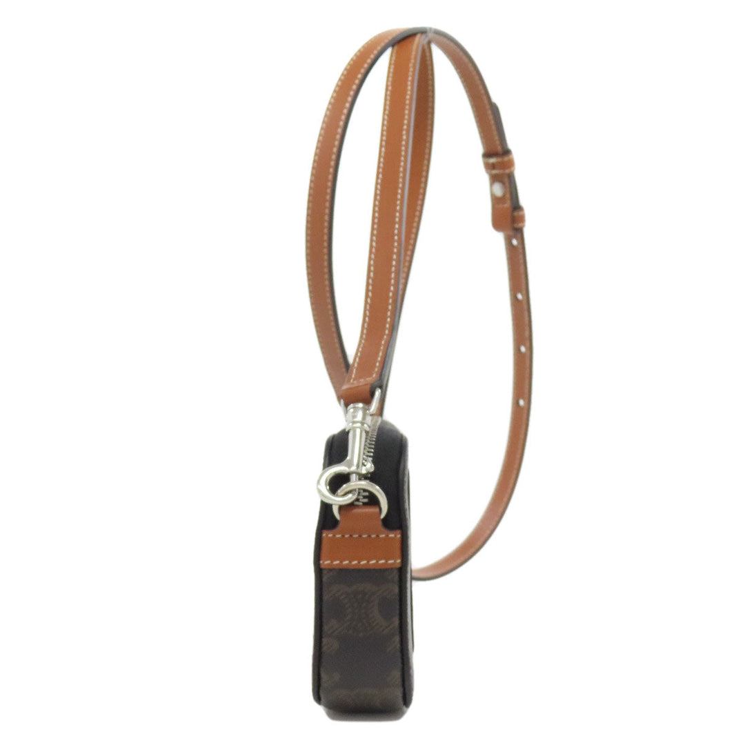 CELINE Shoulder Bag PVC Brown Triomphe Women Used Authentic