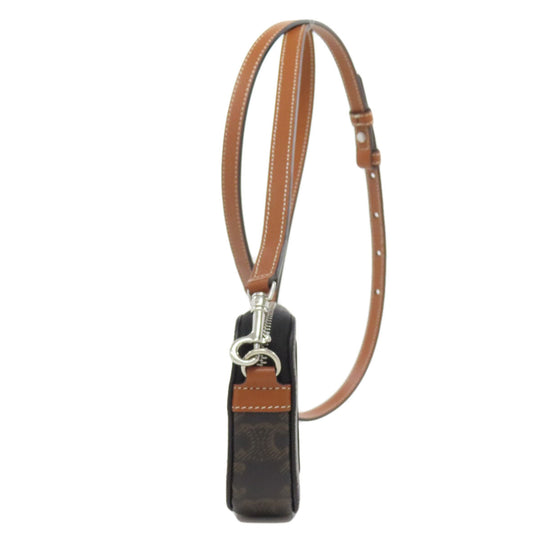 CELINE Shoulder Bag PVC Brown Triomphe Women Used Authentic