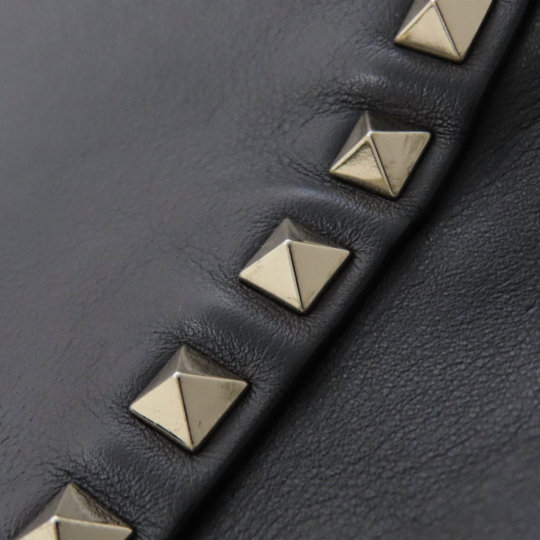 VALENTINO Handbag leather black Studs 2WAY Women Used Authentic