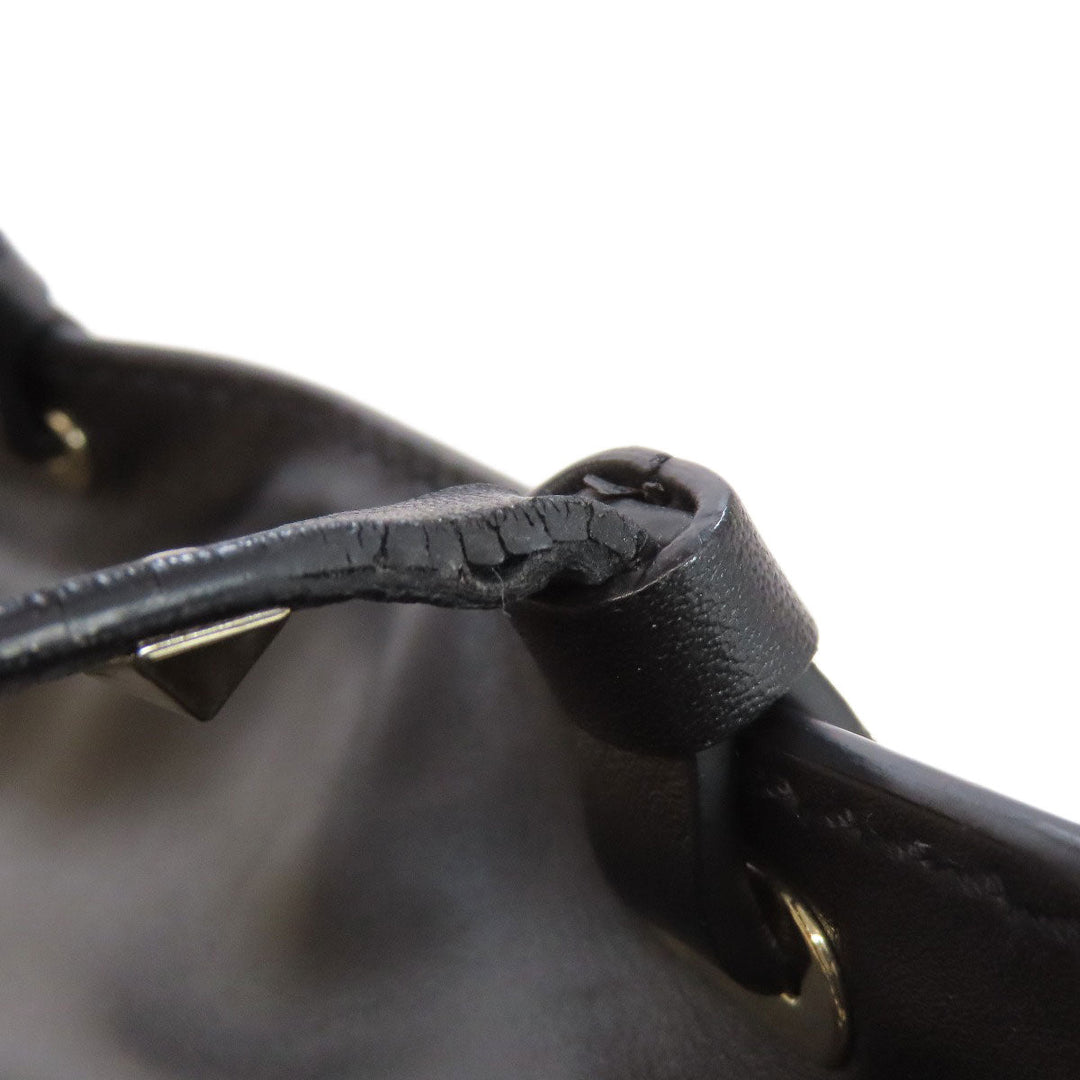 VALENTINO Handbag leather black Studs 2WAY Women Used Authentic