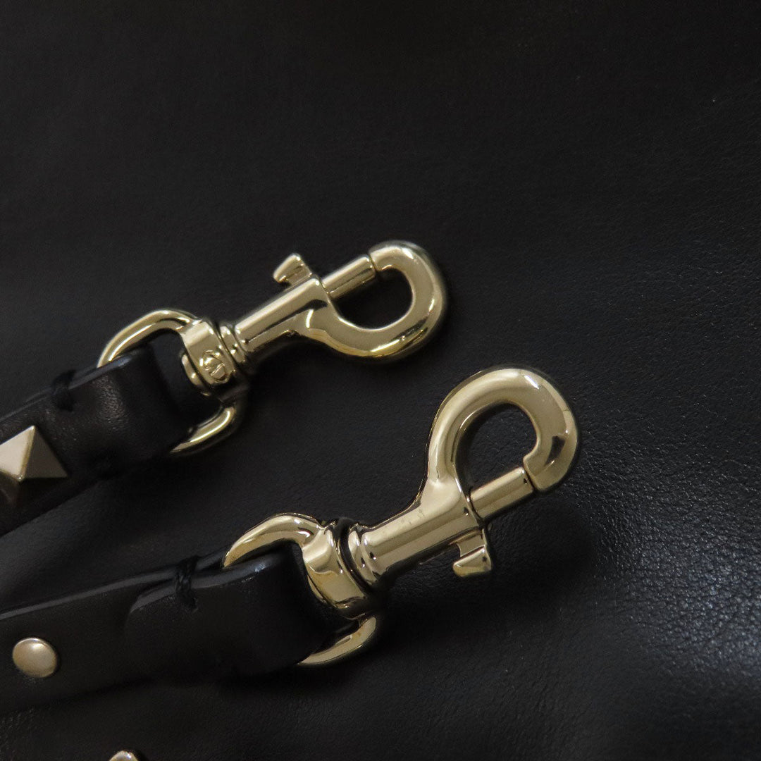 VALENTINO Handbag leather black Studs 2WAY Women Used Authentic