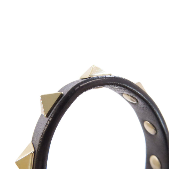 VALENTINO Handbag leather black Studs 2WAY Women Used Authentic