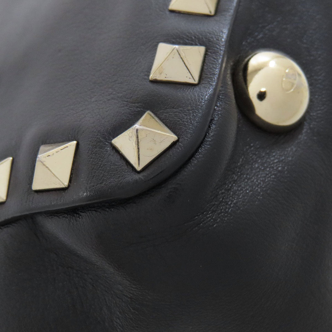 VALENTINO Handbag leather black Studs 2WAY Women Used Authentic