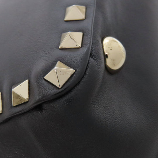 VALENTINO Handbag leather black Studs 2WAY Women Used Authentic