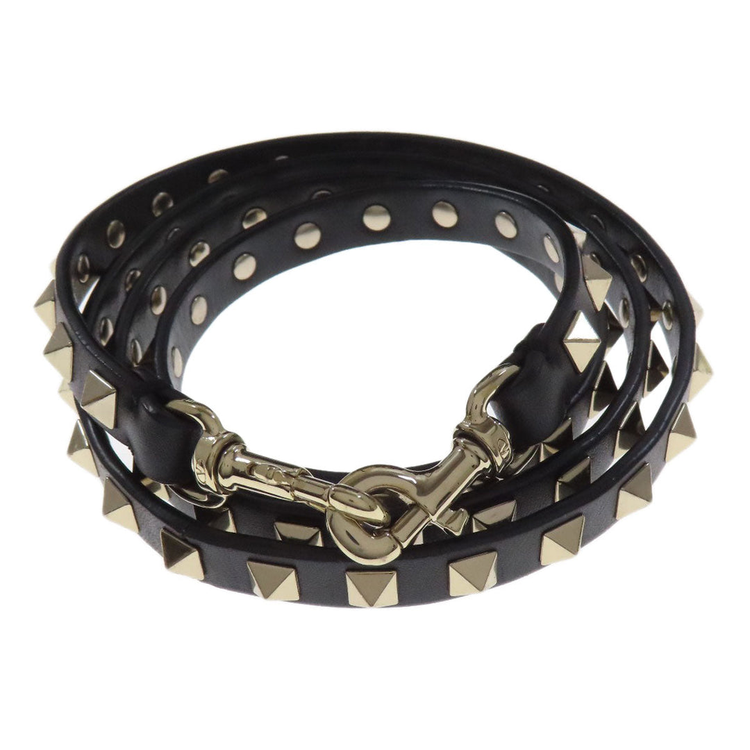 VALENTINO Handbag leather black Studs 2WAY Women Used Authentic