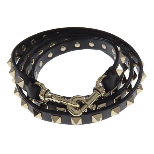 VALENTINO Handbag leather black Studs 2WAY Women Used Authentic