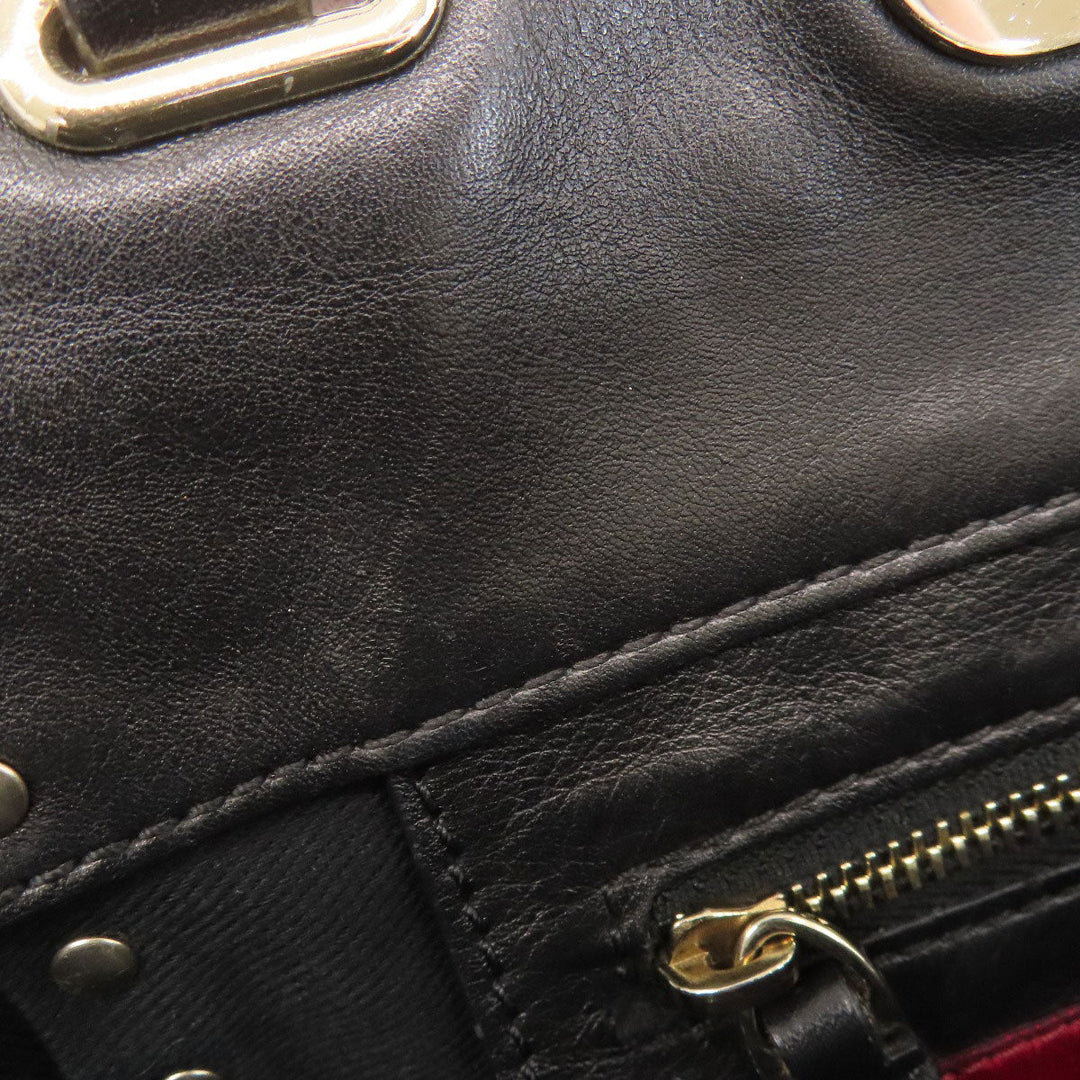 VALENTINO Handbag leather black Studs 2WAY Women Used Authentic