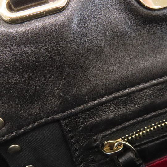 VALENTINO Handbag leather black Studs 2WAY Women Used Authentic