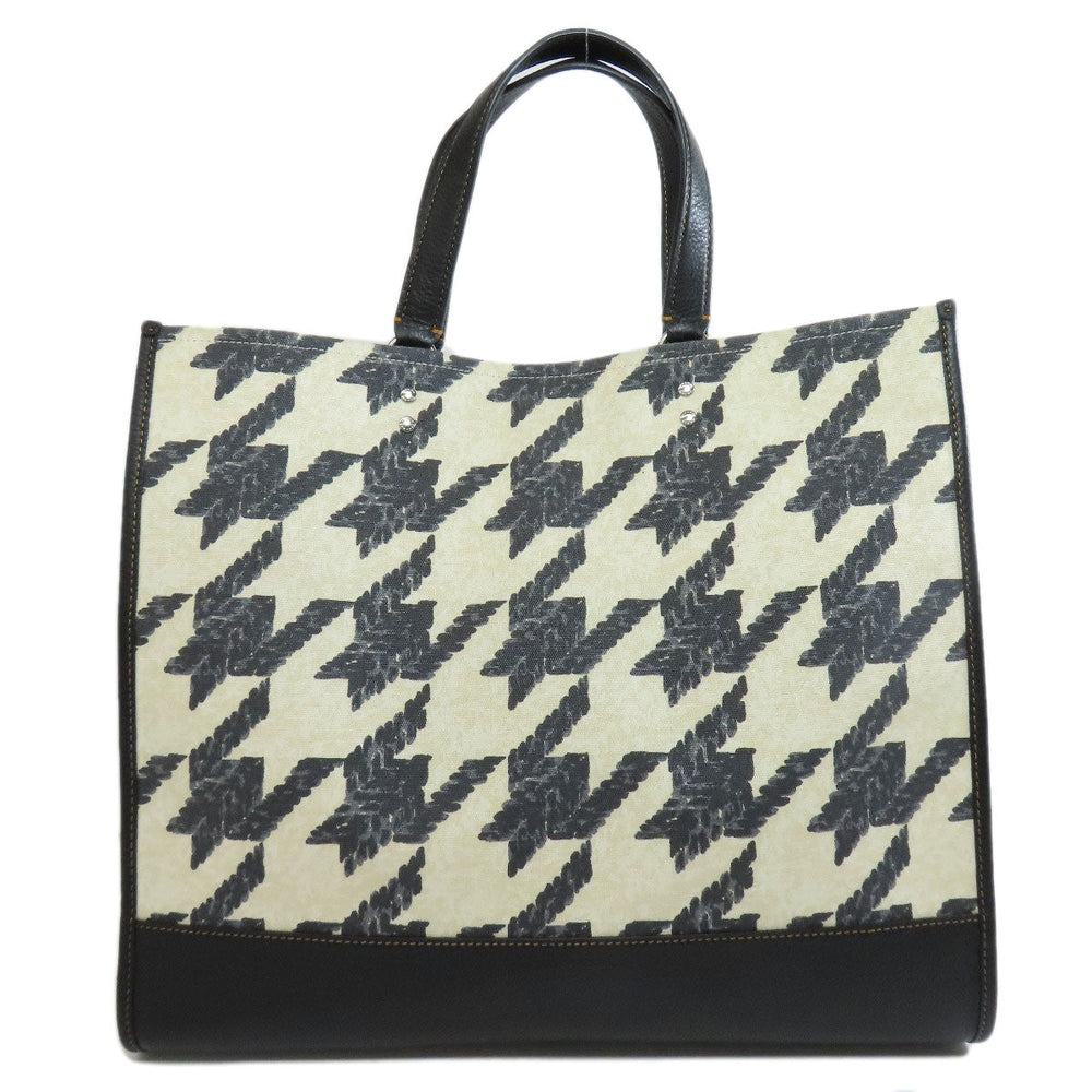 COACH Handbag CJ624 canvas black Dempsey Tote 40 Houndstooth Print and Patch 2WAY Women Used Authentic