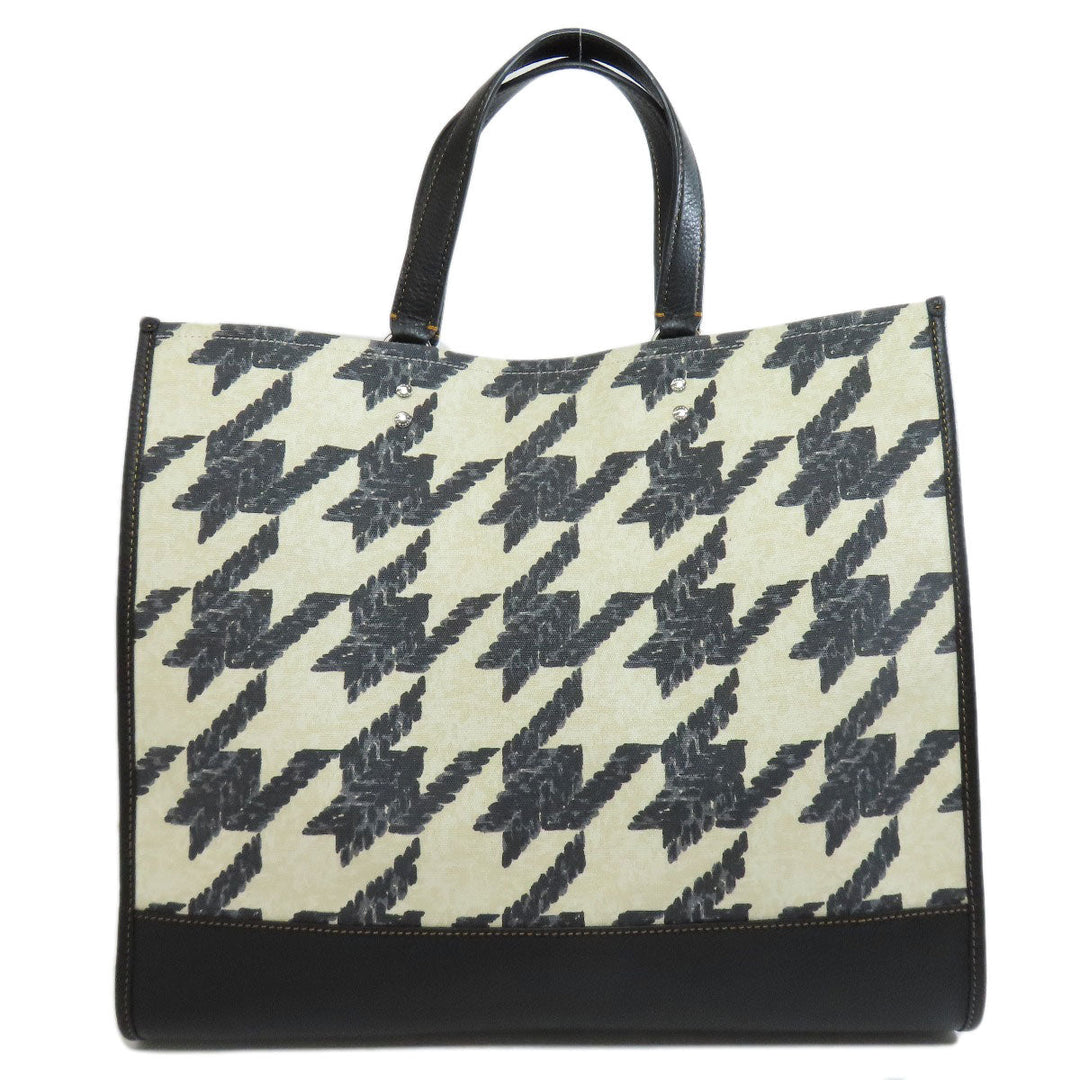 COACH Handbag CJ624 canvas black Dempsey Tote 40 Houndstooth Print and Patch 2WAY Women Used Authentic