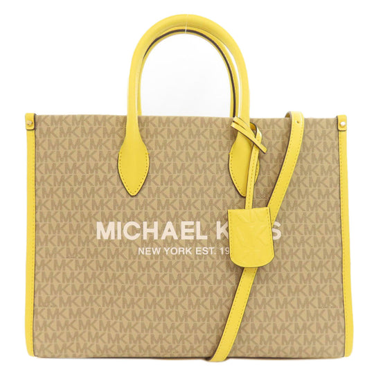 MICHAEL KORS Tote Bag PVC Brown MK Signature 2WAY Women Used Authentic