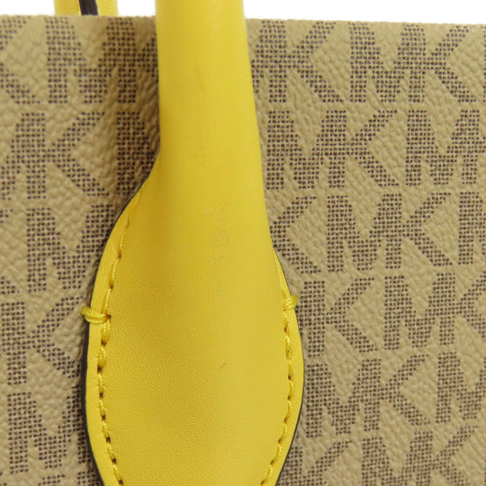 MICHAEL KORS Tote Bag PVC Brown MK Signature 2WAY Women Used Authentic