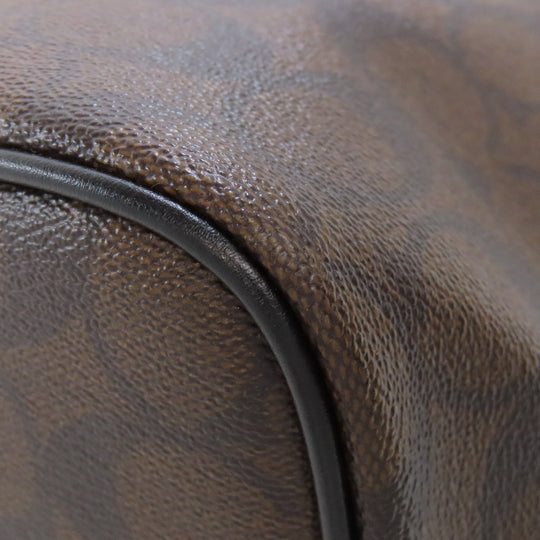 COACH Tote Bag F57842 PVC Brown Signature Women Used Authentic