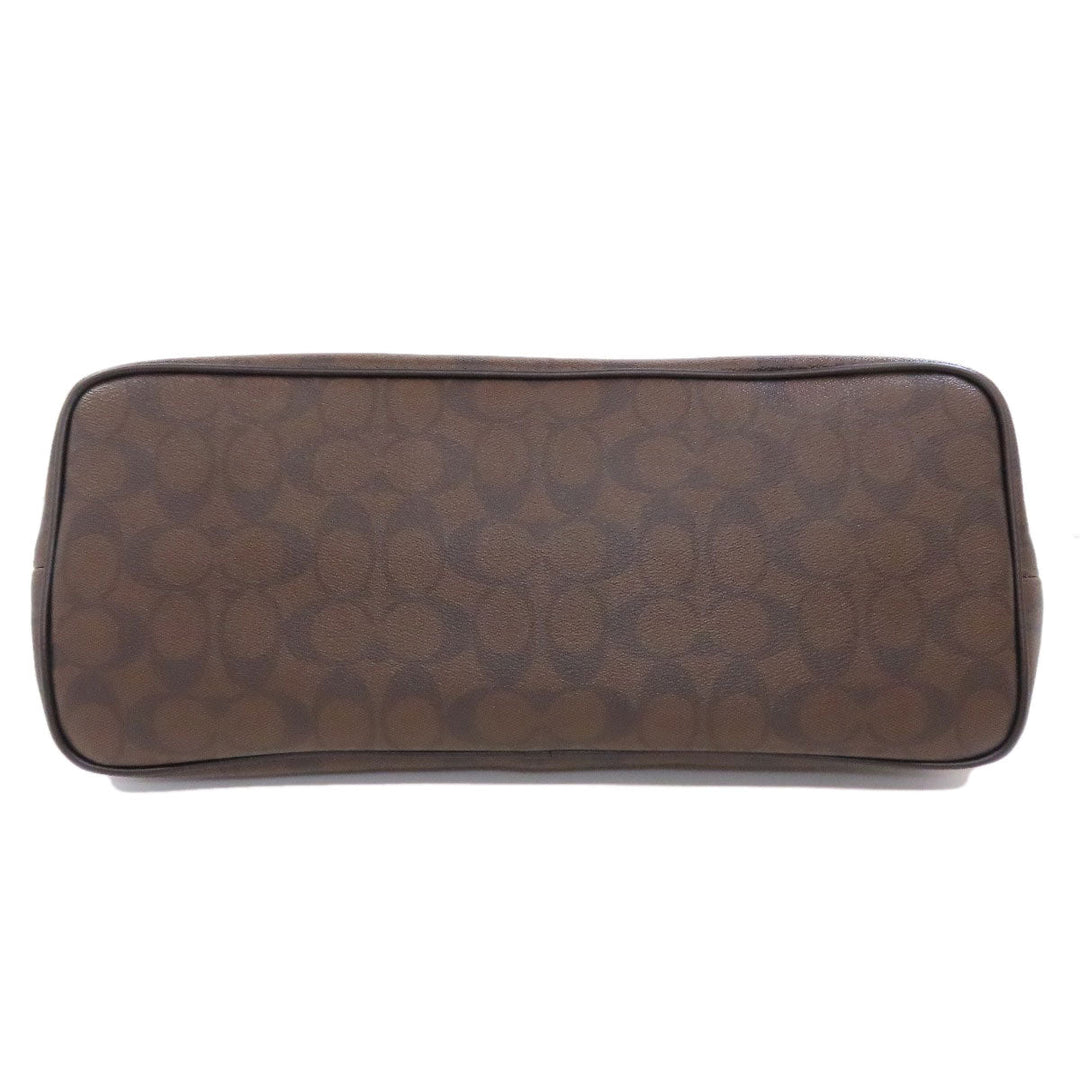 COACH Tote Bag F57842 PVC Brown Signature Women Used Authentic