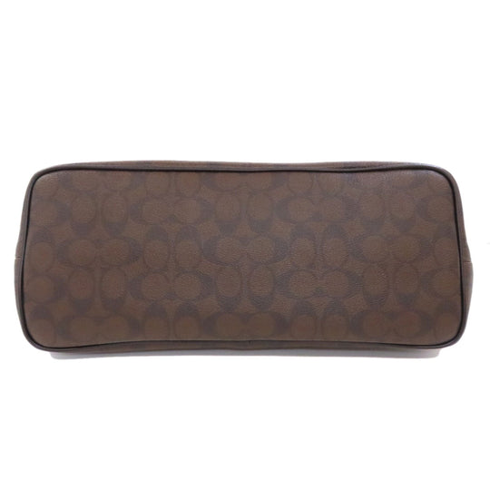 COACH Tote Bag F57842 PVC Brown Signature Women Used Authentic