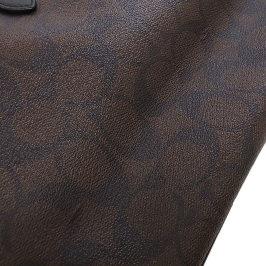 COACH Tote Bag F57842 PVC Brown Signature Women Used Authentic