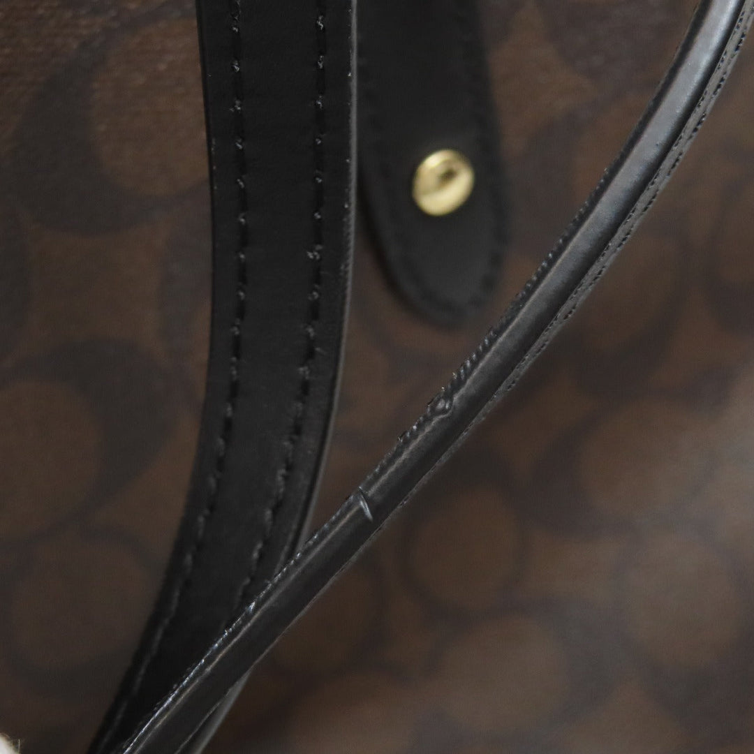 COACH Tote Bag F57842 PVC Brown Signature Women Used Authentic