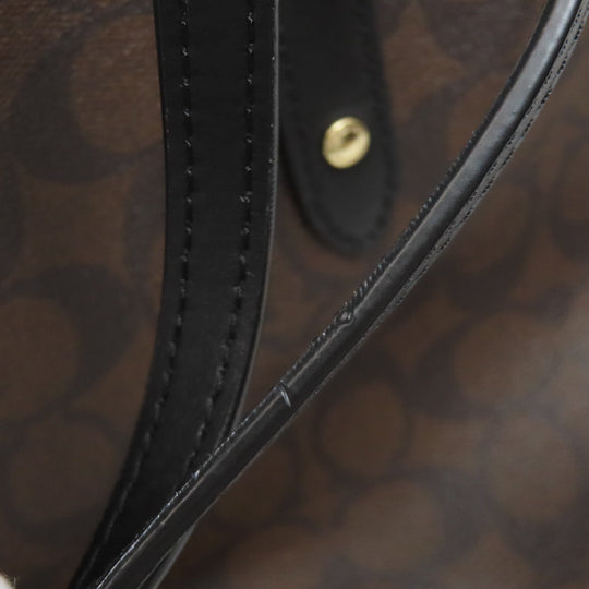 COACH Tote Bag F57842 PVC Brown Signature Women Used Authentic