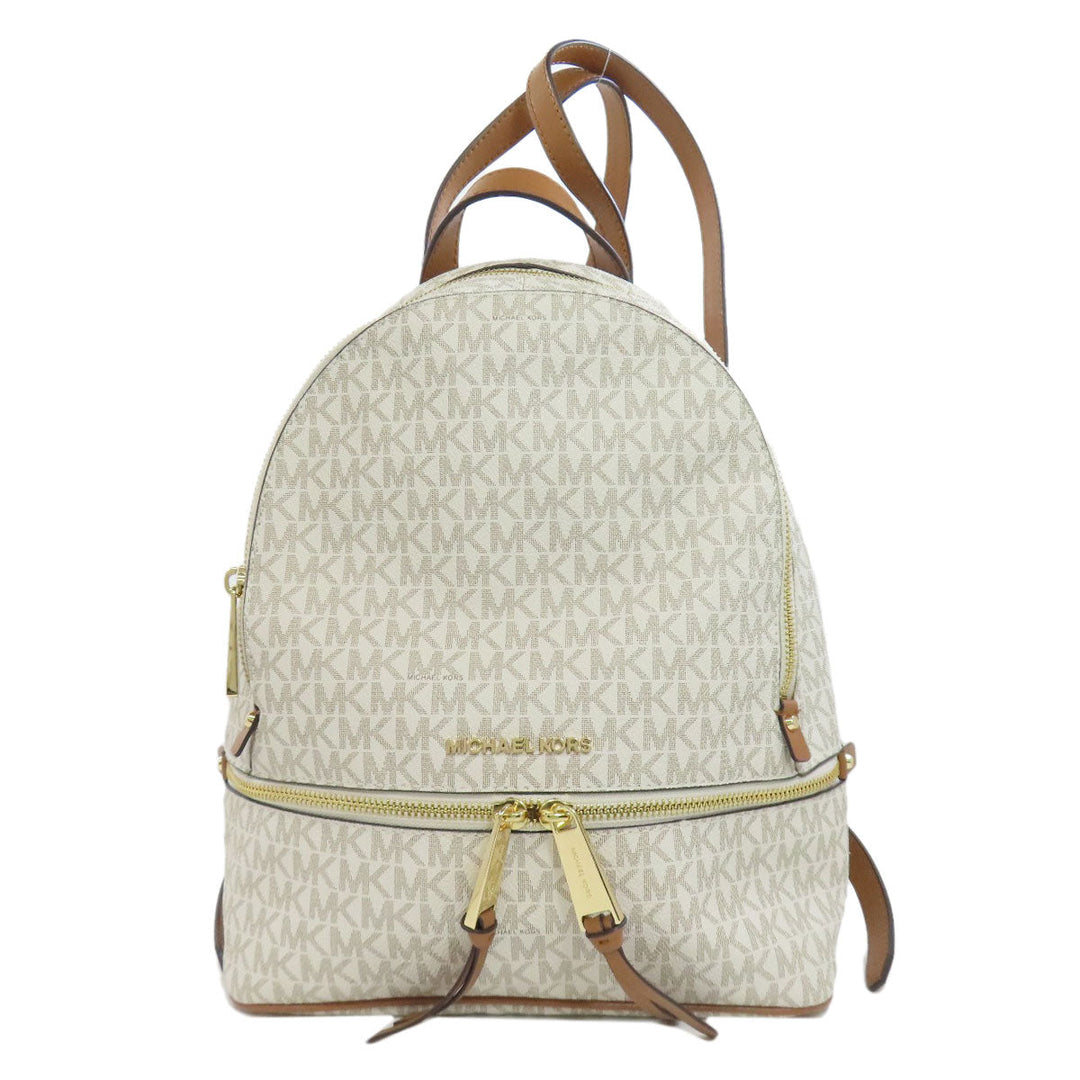 MICHAEL KORS Backpack PVC white MK signature Women Used Authentic