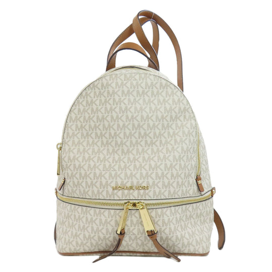 MICHAEL KORS Backpack PVC white MK signature Women Used Authentic