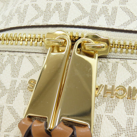 MICHAEL KORS Backpack PVC white MK signature Women Used Authentic