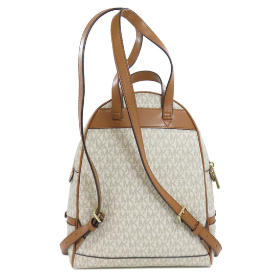 MICHAEL KORS Backpack PVC white MK signature Women Used Authentic