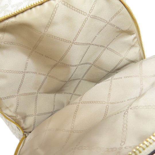 MICHAEL KORS Backpack PVC white MK signature Women Used Authentic