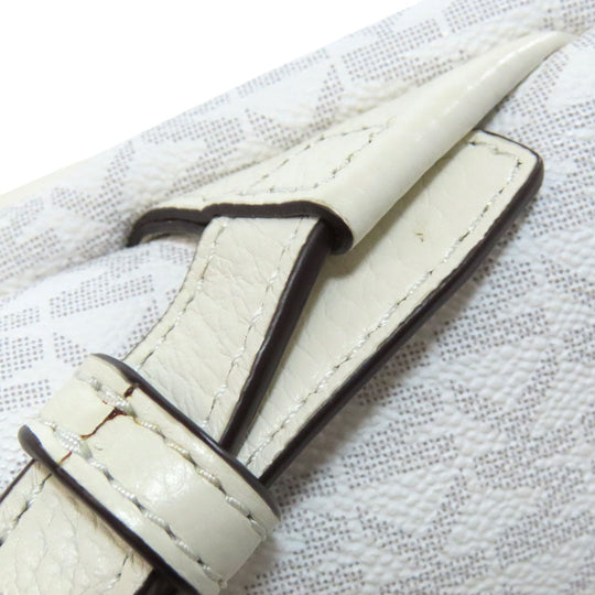 MICHAEL KORS Backpack PVC white MK Signature Stripes Women Used Authentic