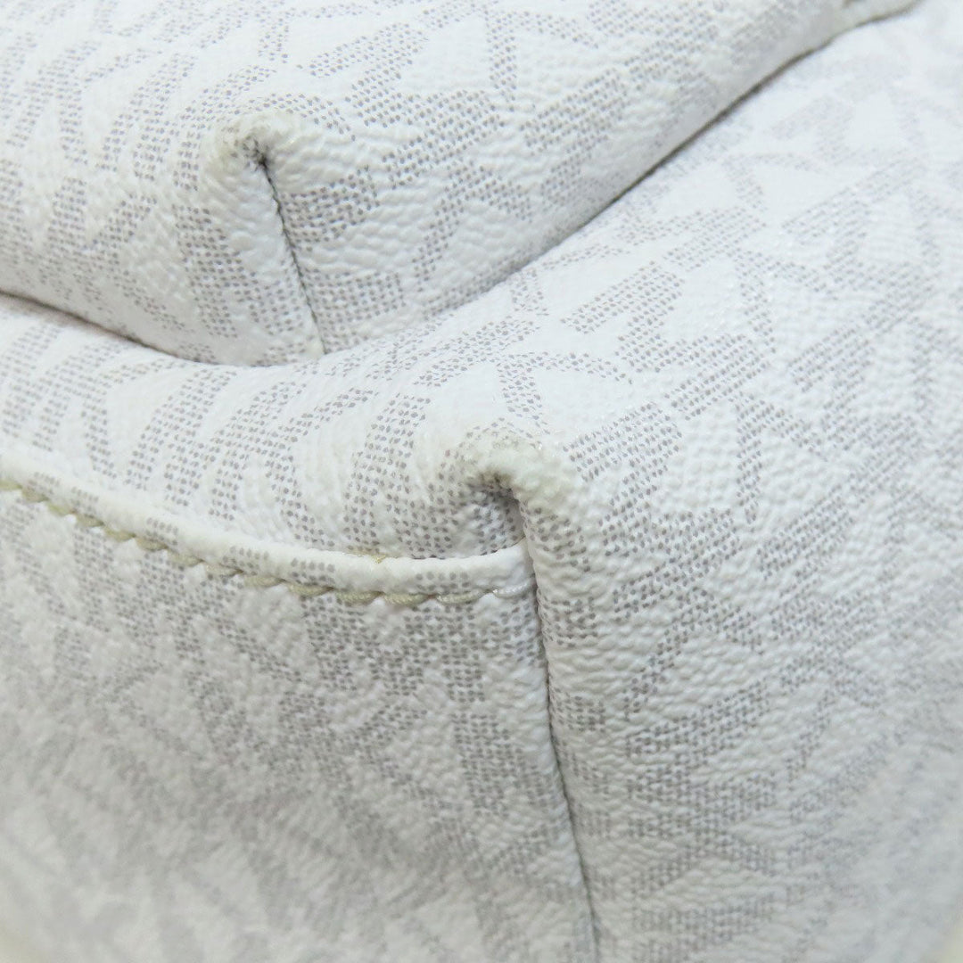 MICHAEL KORS Backpack PVC white MK Signature Stripes Women Used Authentic