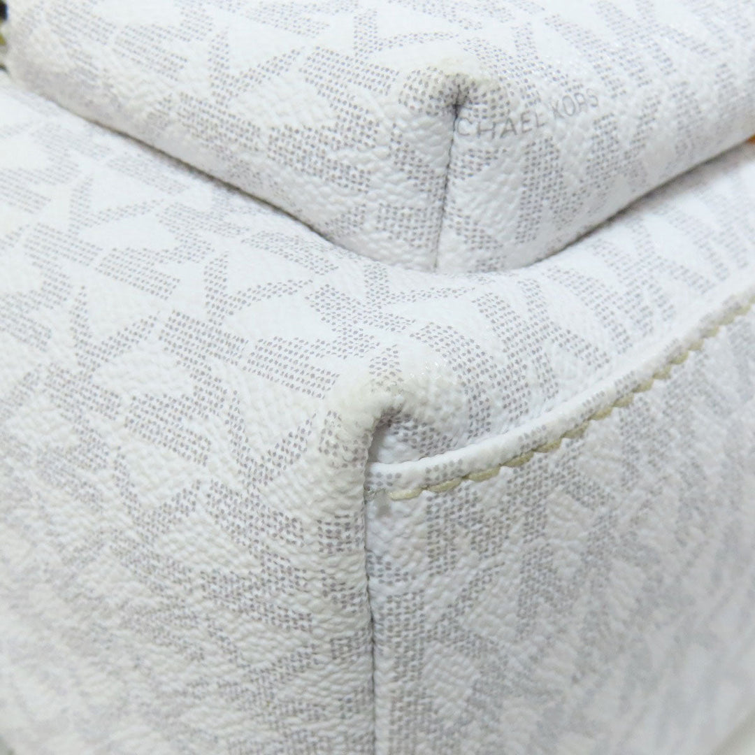 MICHAEL KORS Backpack PVC white MK Signature Stripes Women Used Authentic