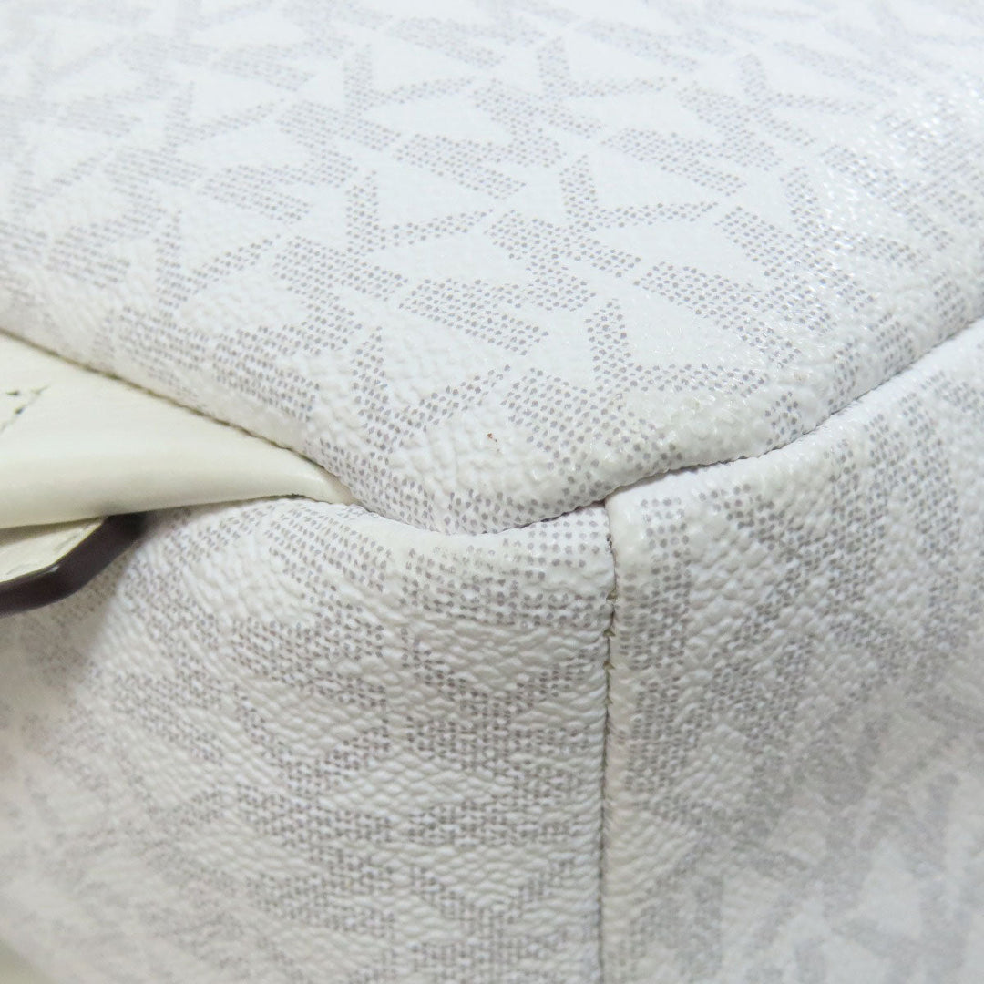 MICHAEL KORS Backpack PVC white MK Signature Stripes Women Used Authentic