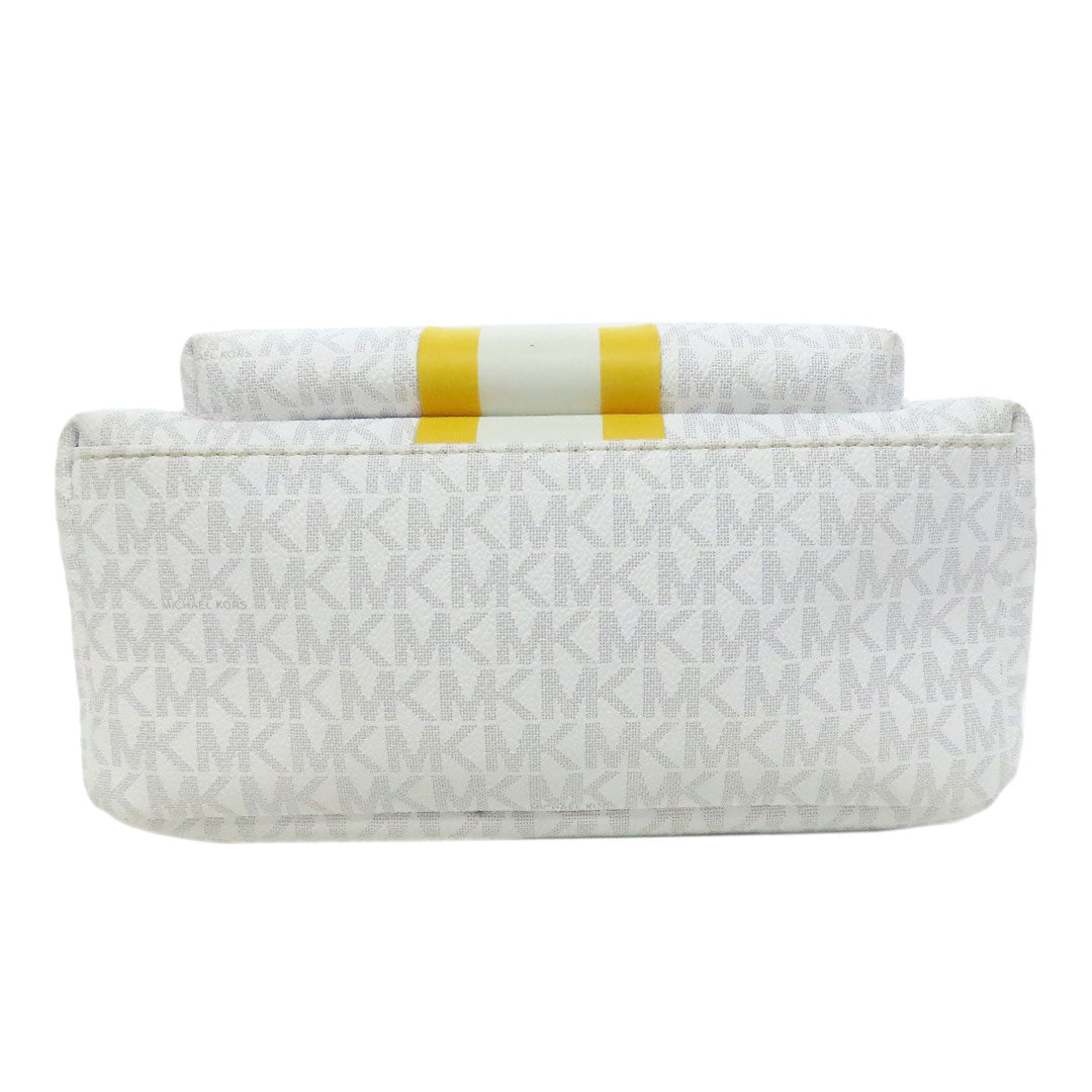 MICHAEL KORS Backpack PVC white MK Signature Stripes Women Used Authentic