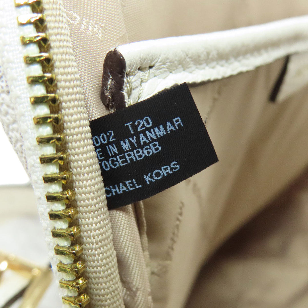 MICHAEL KORS Backpack PVC white MK Signature Stripes Women Used Authentic