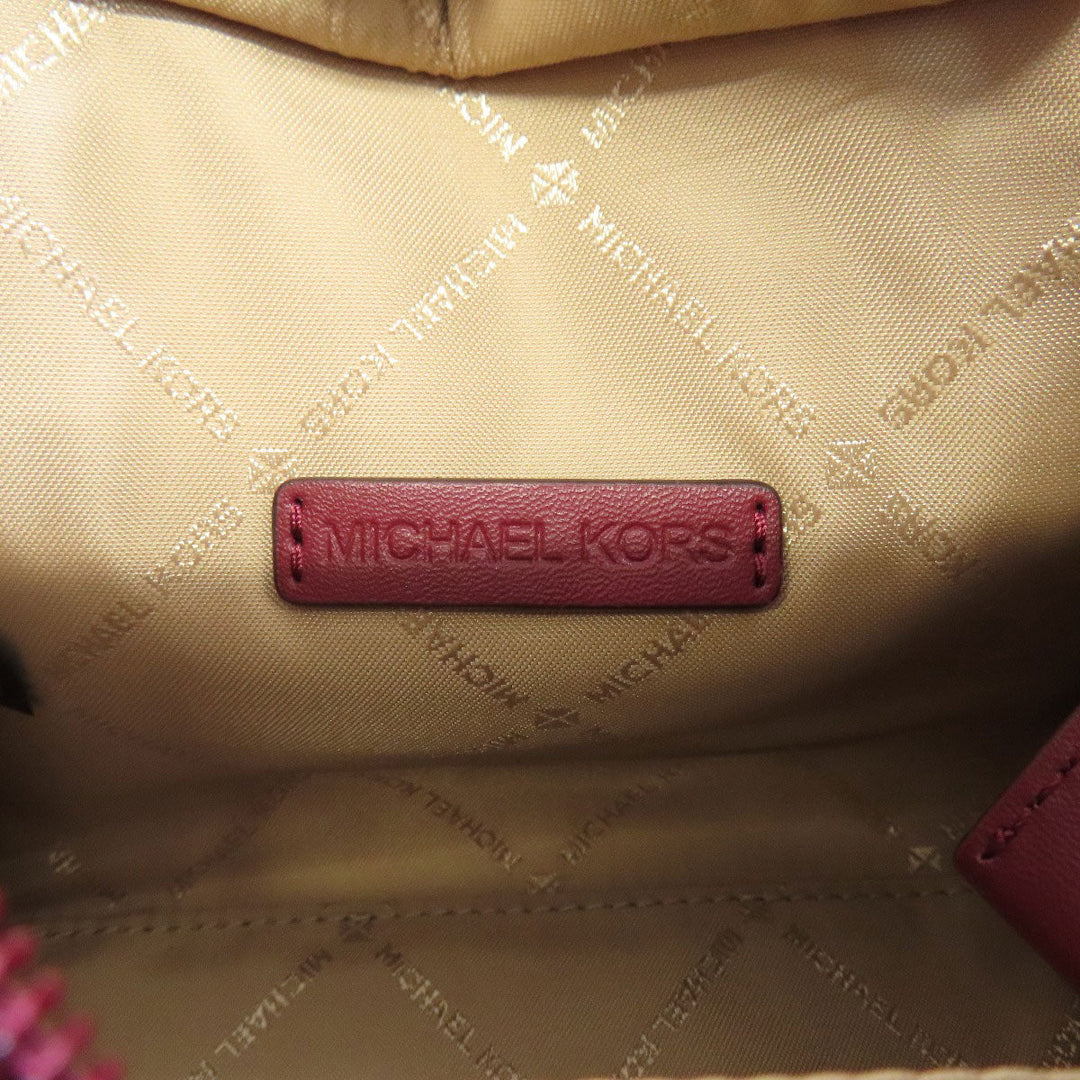 MICHAEL KORS Handbag PVC Red MK Signature 2WAY Women Used Authentic