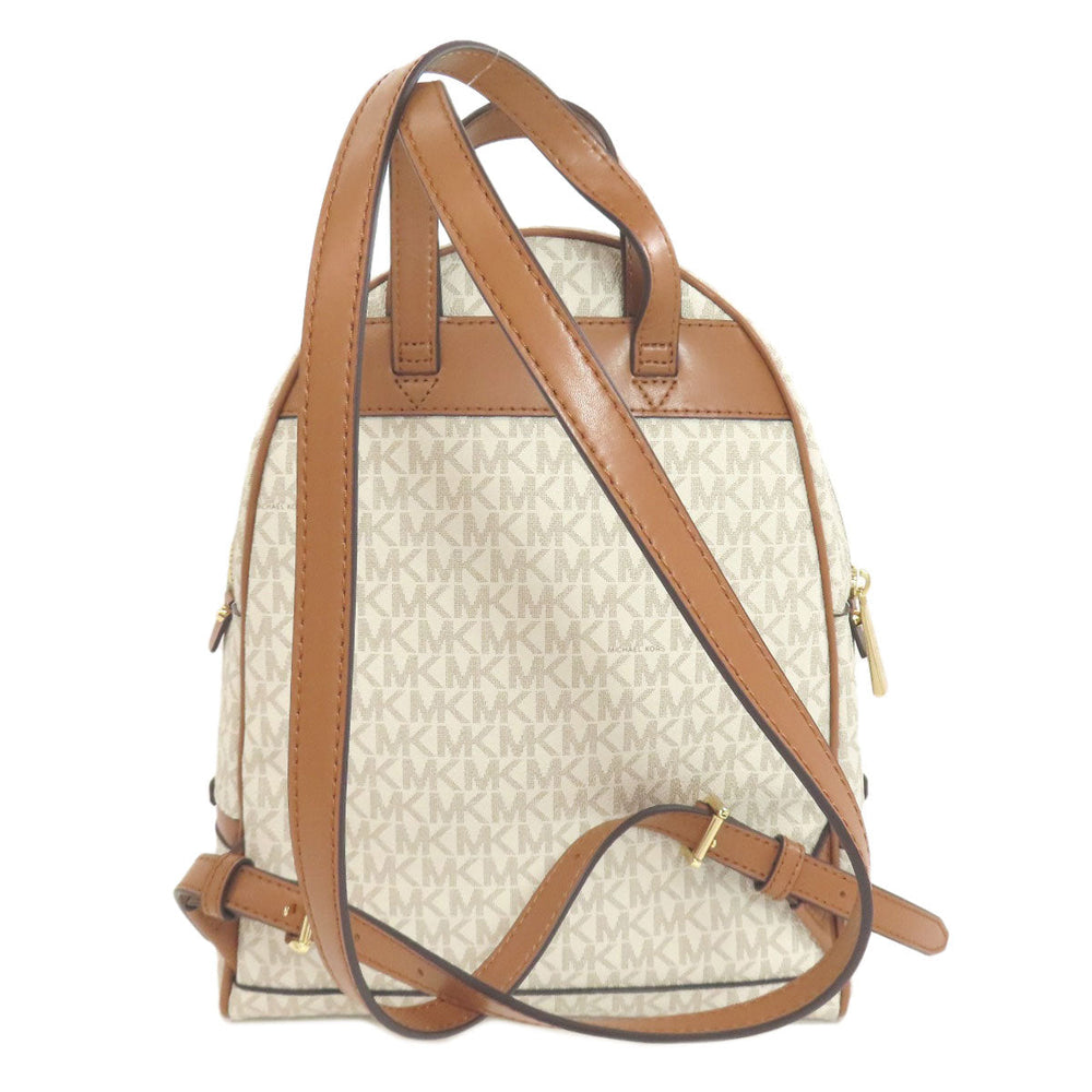 MICHAEL KORS Backpack PVC white Rear MK Signature Women Used Authentic