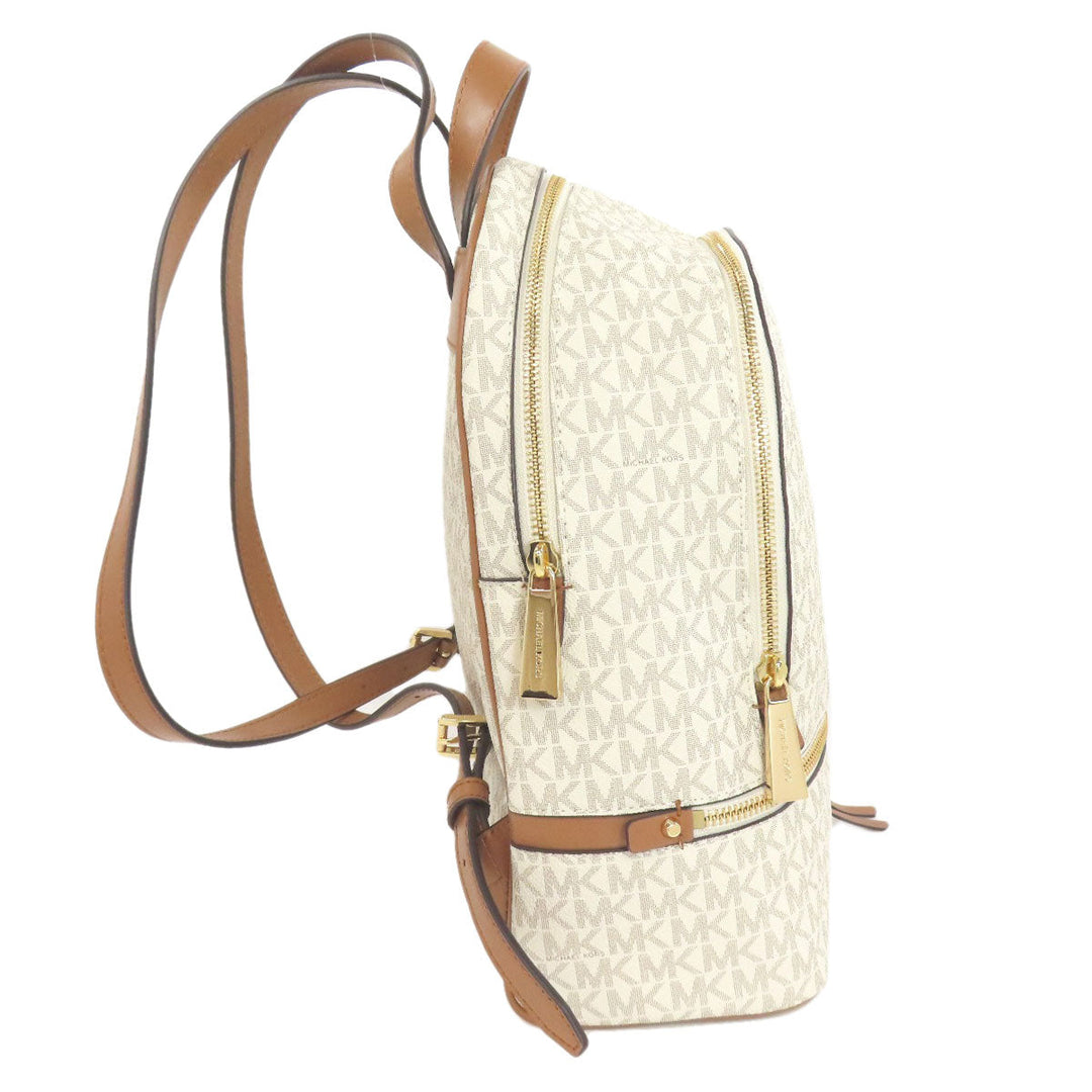 MICHAEL KORS Backpack PVC white Rear MK Signature Women Used Authentic