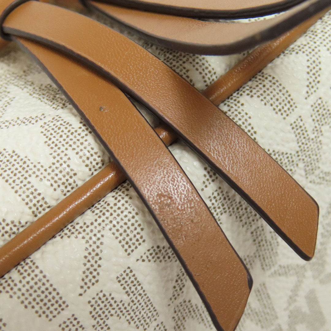 MICHAEL KORS Backpack PVC white Rear MK Signature Women Used Authentic