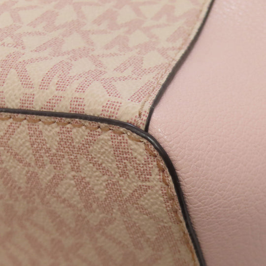 MICHAEL KORS Tote Bag PVC pink MK signature Women Used Authentic
