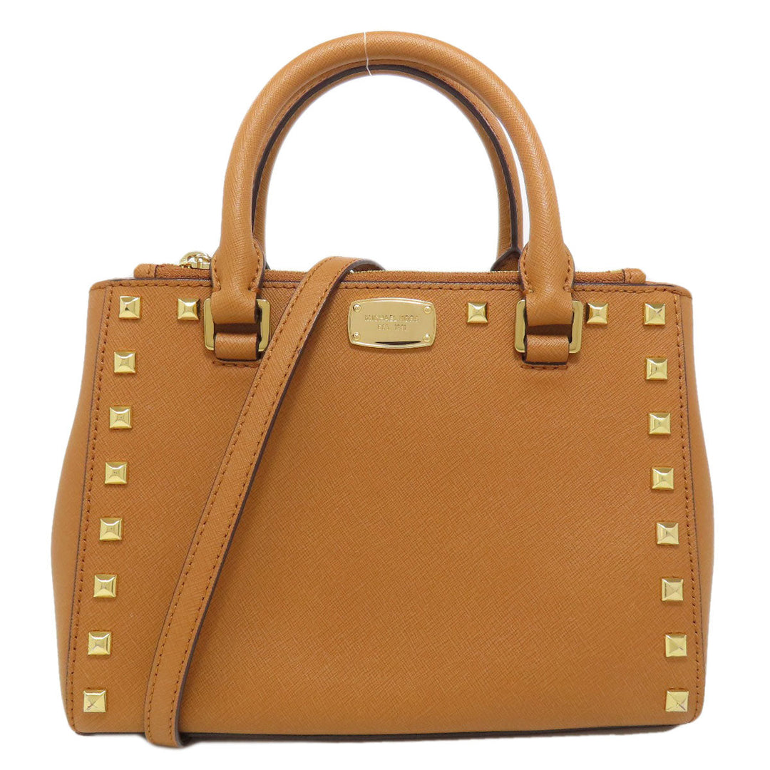 MICHAEL KORS Handbag leather Brown Studs 2WAY Women Used Authentic