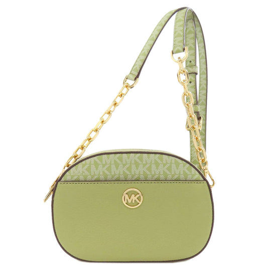 MICHAEL KORS Shoulder Bag leather green logo Women Used Authentic