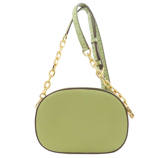 MICHAEL KORS Shoulder Bag leather green logo Women Used Authentic