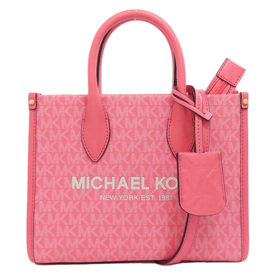 MICHAEL KORS Handbag PVC pink MK Signature 2WAY Women Used Authentic