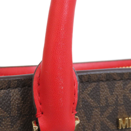 MICHAEL KORS Handbag PVC Brown MK Signature 2WAY Women Used Authentic