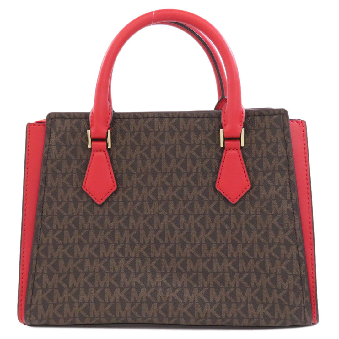 MICHAEL KORS Handbag PVC Brown MK Signature 2WAY Women Used Authentic