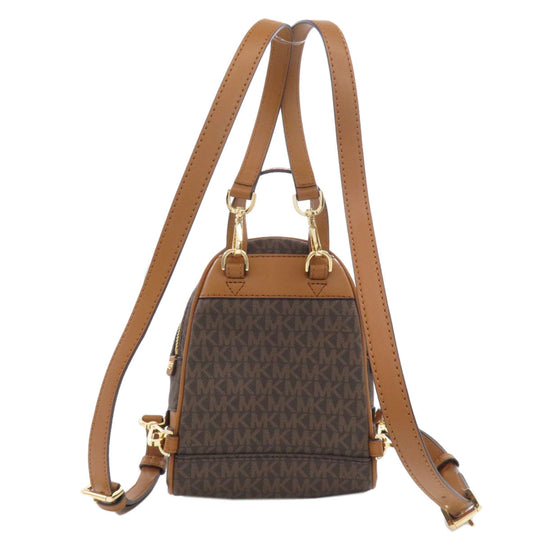 MICHAEL KORS Backpack PVC Brown Rear zip MK signature Women Used Authentic