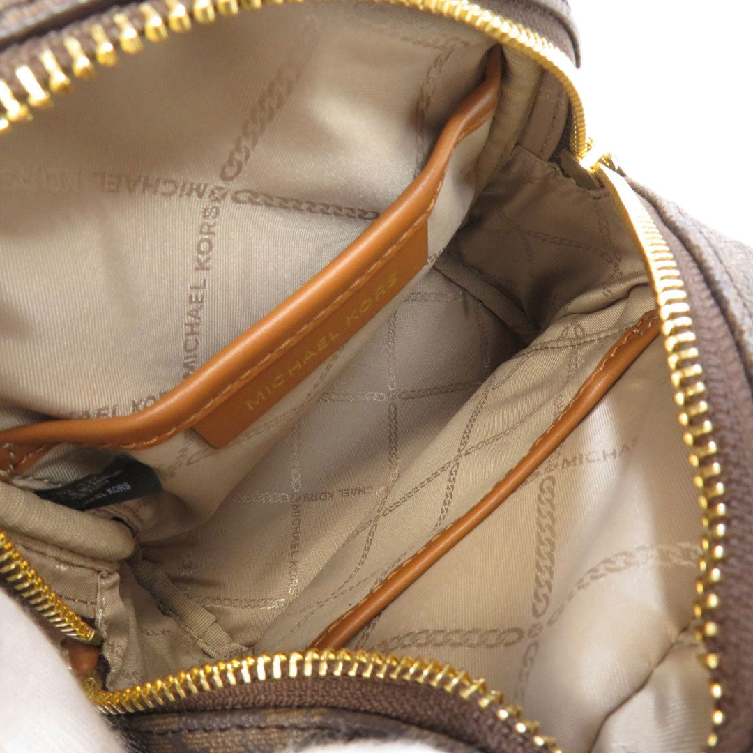 MICHAEL KORS Backpack PVC Brown Rear zip MK signature Women Used Authentic