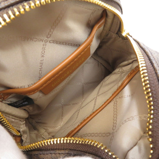 MICHAEL KORS Backpack PVC Brown Rear zip MK signature Women Used Authentic