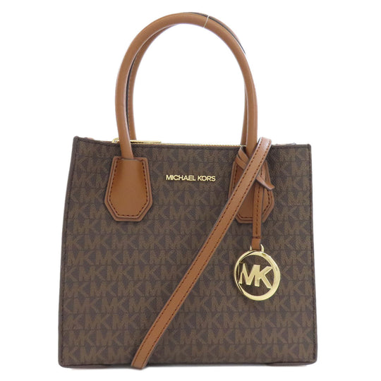 MICHAEL KORS Handbag PVC Brown MK Signature 2WAY Women Used Authentic